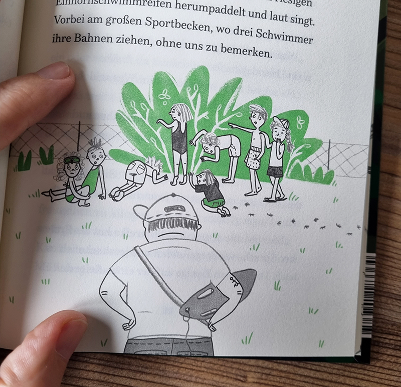 Illustration_analog_Kinderbuch_marthamischa_schwimmbad_freunde_halvax